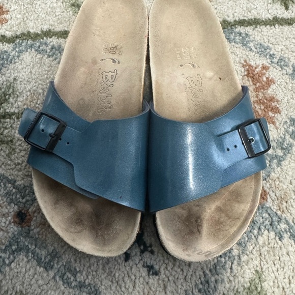Birkis by Birkenstock Metallic Blue Sandals Women’s Size 9 made in Germany - Picture 2 of 7